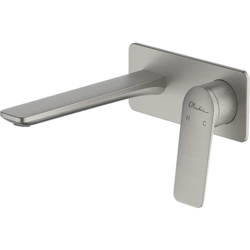 Paris Wall Basin/Bath Mixer Set 200mm Spout Brushed Nickel 5Star [159649]