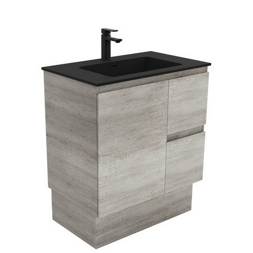 Montana 750 Solid Surface Moulded Basin-Top + Edge Industrial Cabinet on Kick Board 1 Door 2 Left Drawer 3TH [196446]