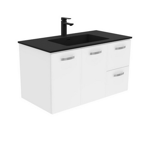 Montana 900 Solid Surface Moulded Basin-Top + Unicab Gloss White Cabinet Wall-Hung 2 Door 2 Left Drawer 3TH [196481]