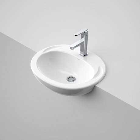 Concorde 500 Semi Recessed Basin with Bracket Vitreous China White 1 Tap Hole [057568]