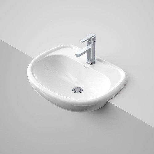 Caravelle Semi Recessed Basin with Bracket 550mm Vitreous China White 1 Tap Hole [058057]