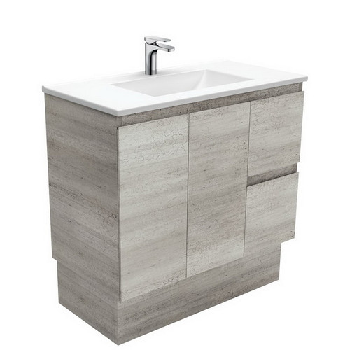 Vanessa 900 Poly-Marble Moulded Basin-Top, Single Bowl + Edge Industrial Cabinet on Kick Board 2DR 2DRW LH 3TH [197984]