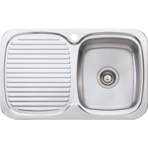 Lakeland Single Bowl Sink with Drainer Right Bowl 1 Tap Hole [067034]