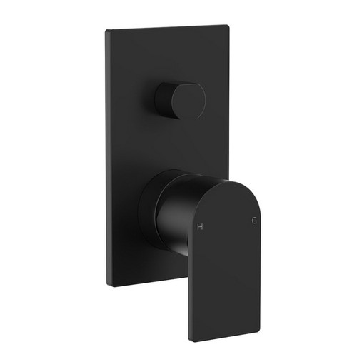 Round Square Wall Bath / Shower Mixer with Diverter Matte Black [156710]