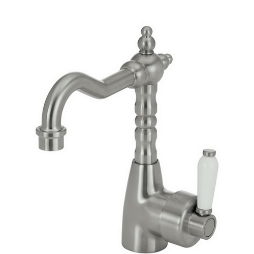 Eleanor Shepherds Crook Basin Mixer Brushed Nickel / Ceramic [166658]