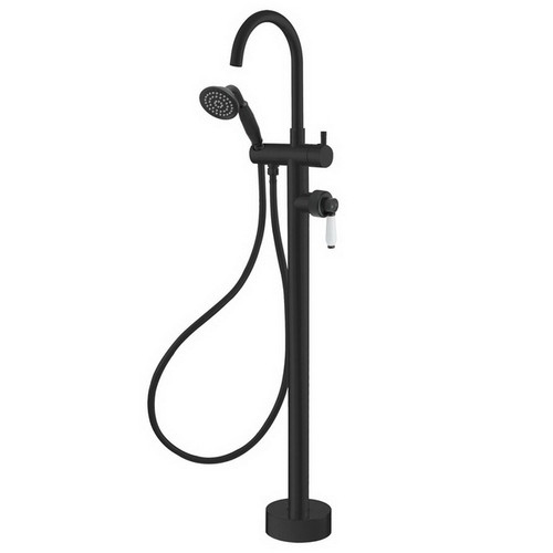 Eleanor Floor Mount Bath Filler with Shower Matte Black / Ceramic [169624]