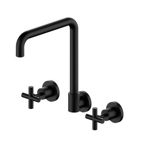 X Plus Wall Sink Tap Set 5Star Matte Black [195203]