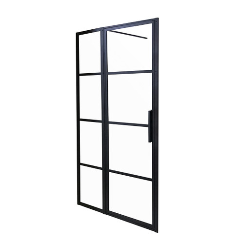 Manhattan Framed Alcove Shower Screen Right Hand Door 1200mm x 2100mm Matte Black [180795]