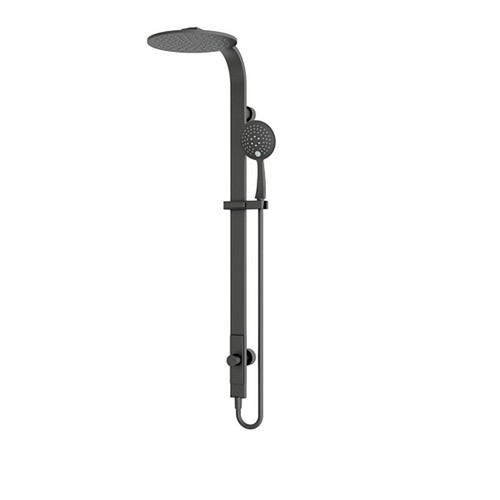 Modern Round Rain Twin Shower (Single Hose) 3Star Matte Black [195084]