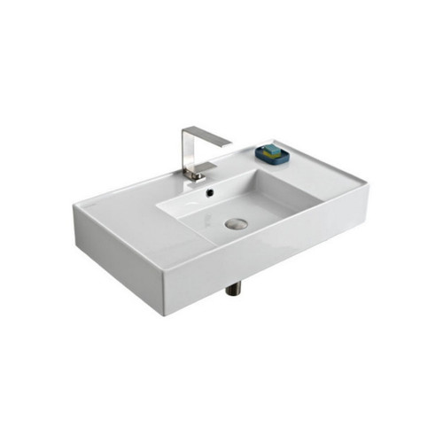 Teorema Wall Basin 810mm x 440mm x 140mm Centre Bowl Gloss White [169956]