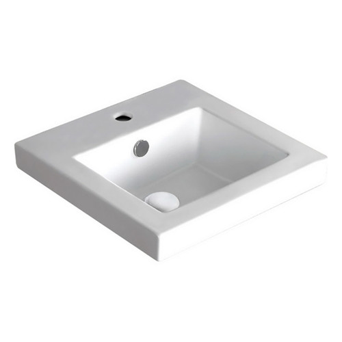 Alison Semi Inset Basin 405mm x 405mm x 175mm Gloss White 1 Tap Hole [193178]
