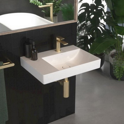Urbane II Left Hand Shelf Wall Basin 600mm x 440mm x 187mm No Overflow White 1 Tap Hole [195989]