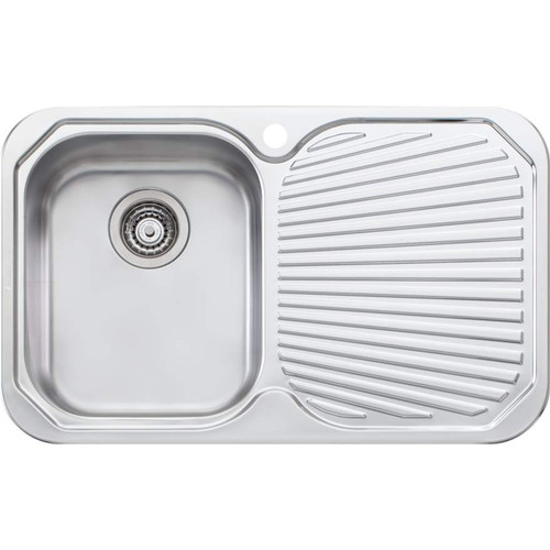 Petite Single Left Hand Bowl with Drainer PE321 750mm x 460mm One Tap Hole Topmount Stainless Steel [067861]