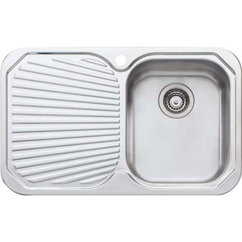 Petite Single Left Hand Bowl with Drainer PE322 750mm x 460mm One Tap Hole Topmount Stainless Steel [067863]