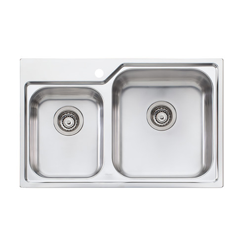 Nu-Petite 1 & 3/4 Bowl Topmount Sink Right Bowl 1 Tap Hole [048327]