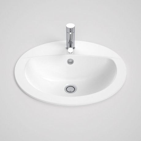Venecia Drop-In Vanity Basin with Overflow White 1 Tap Hole [056994]