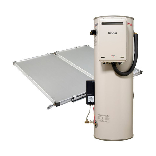 Rinnai Sunmaster 270L Ground Mounted Storage Tank S26 Gas Booster Natural Gas and 2 Roof Mounted Collectors [137779]