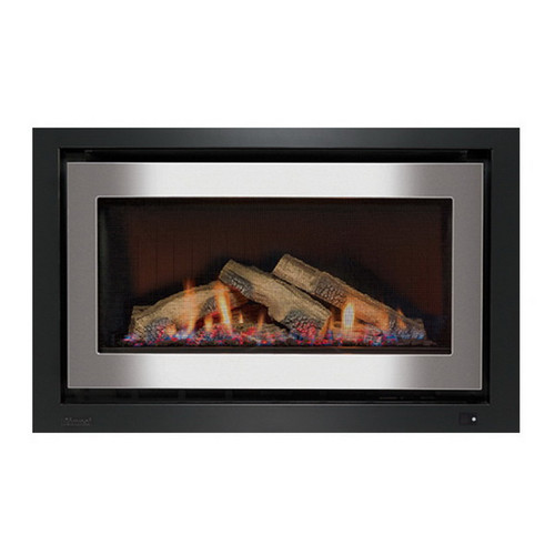 Rinnai 950 Inbuilt Gas Log Fireplace 8.1kW Natural Gas Stainless Steel on Black [139737]