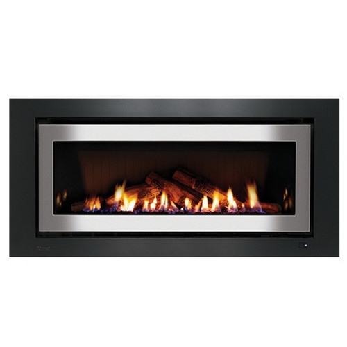 Rinnai 1250 Inbuilt Gas Log Fireplace 8.4kW Natural Gas Stainless Steel on Black [139727]