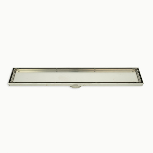 Radiant Tile Insert Linear Shower Grate - 600 mm length + 74mm outlet - Brushed Satin [169297]