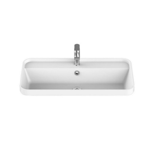Miya Above Counter Semi-Inset Basin 750mm x 390mm x 143mm Matte White [169942]