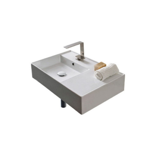 Teorema Wall Basin 600mm x 440mm x 140mm Left with OffsetBowl Gloss White [169954]