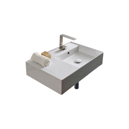Teorema Wall Basin 600mm x 440mm x 140mm Right with OffsetBowl Gloss White [169955]
