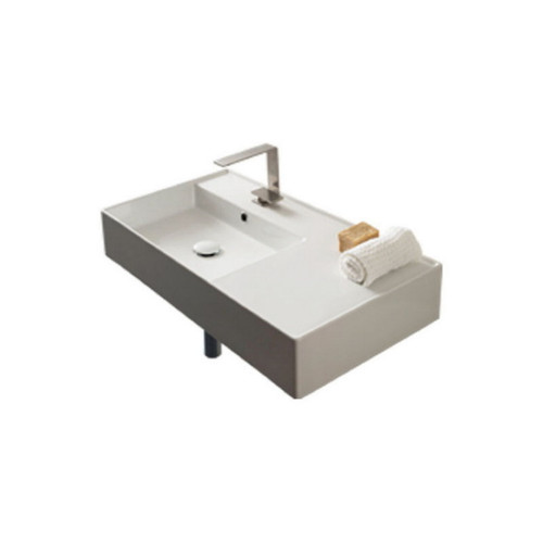 Teorema Wall Basin 810mm x 440mm x 140mm Left with OffsetBowl Gloss White [169957]