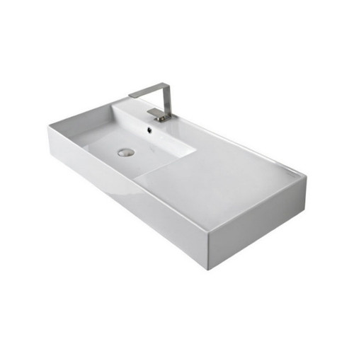 Teorema Wall Basin 1010mm x 460mm x 140mm Left with Offset Bowl Gloss White [169960]