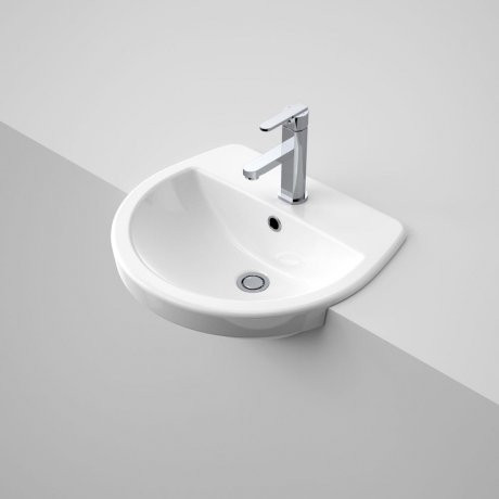 Cosmo Semi Recessed Basin with Overflow White 1 Tap Hole [017902]