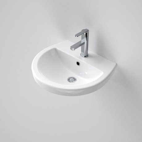 Cosmo Wall Basin with Overflow White 1 Tap Hole [017907]