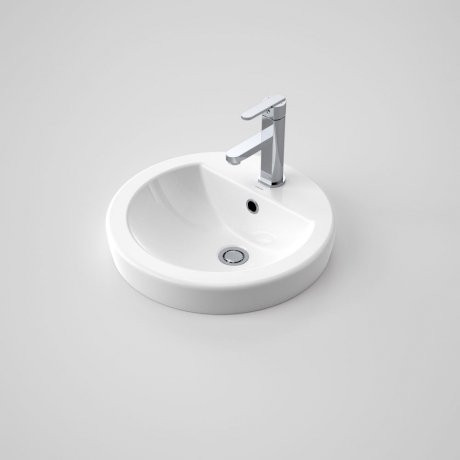 Cosmo Inset Basin with Overflow White 1 Tap Hole [104413]