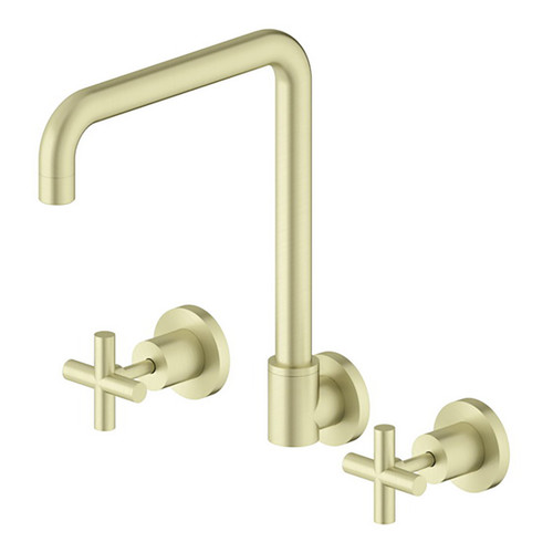 X Plus Wall Sink Tap Set 5Star Brushed Gold [254050]