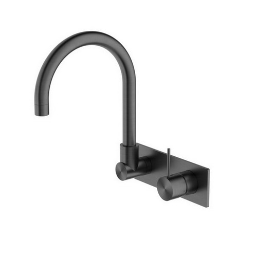 Mecca Wall Basin or Bath Mixer with Swivel Spout (Handle Up) 5Star Gunmetal [254073]