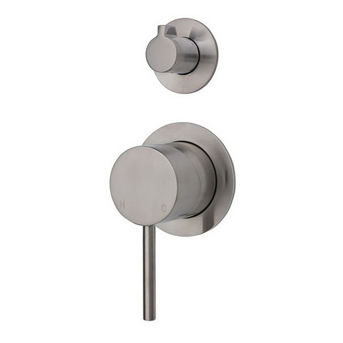Kaya Wall Diverter Mixer Small Round Plate PVD Brushed Nickel [201633]