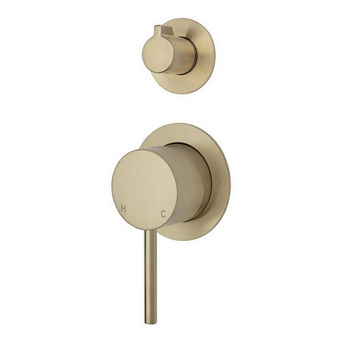Kaya Wall Diverter Mixer Small Round Plate PVD Urban Brass [201645]