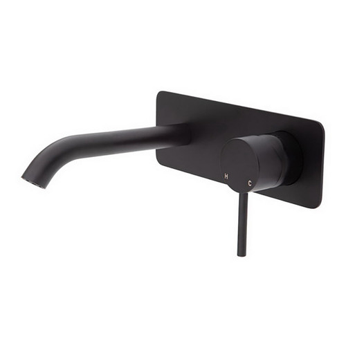 Kaya Wall Basin/Bath Mixer Set Square Plate Matte Black 160mm Outlet [201702]