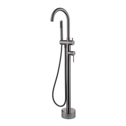 Kaya Floor Gooseneck Bath Mixer With Hand Shower PVD Gun Metal [201578]
