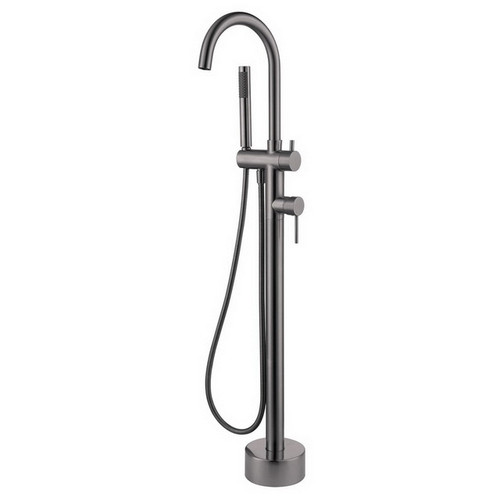 Kaya Floor Gooseneck Bath Mixer With Hand Shower PVD Gun Metal [201578]