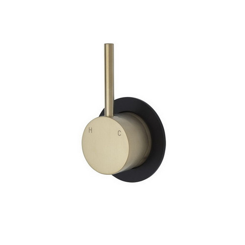 Kaya Up Wall Bath/Shower Mixer Small Round Plate PVD Urban Brass with Mate Black Plate [201781]