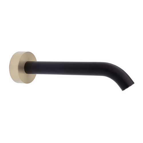 Kaya Wall Push Fit Basin/Bath Spout Matte Black with PVD Urban Brass 180mm Outlet [201790]