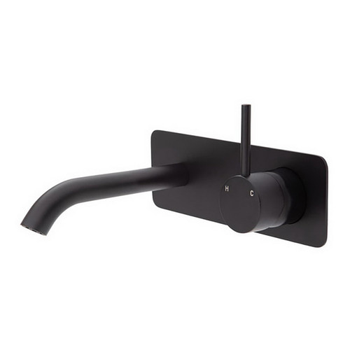 Kaya Up Wall Basin/Bath Mixer Set Square Plate Matte Black 160mm Outlet [201839]