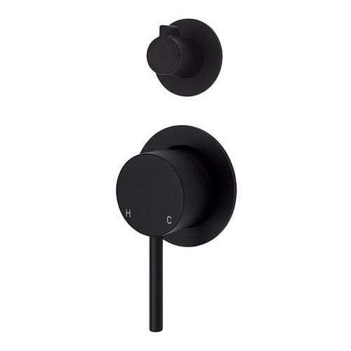 Kaya Wall Diverter Mixer Small Round Plate Matte Black [201625]