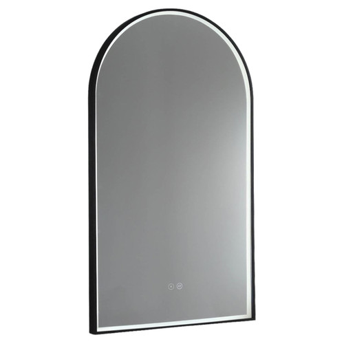 Arch 500 Vertical LED Lighting Mirror with Demister Matt Black Aluminium Frame [254985]