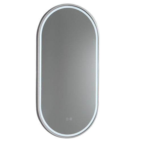 Gatsby 460 Vertical LED Lighting Mirror with Demister Brushed Nickel Aluminium Frame [254997]