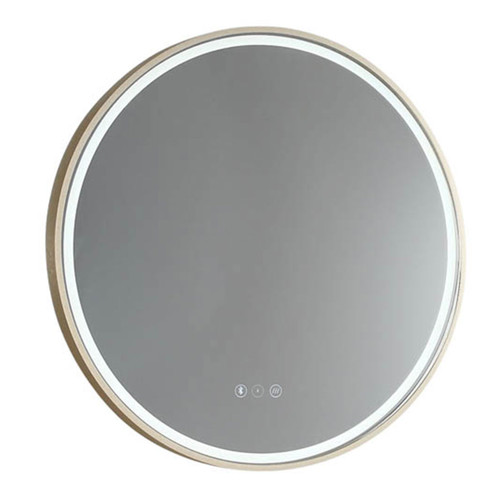 Sphere 600 LED Lighting Mirror with Demister & Bluetooth Speakers Brushed Brass Aluminium Frame [255074]
