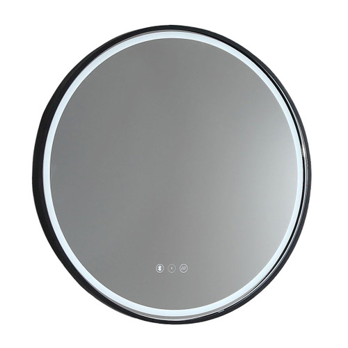 Sphere 600 LED Lighting Mirror with Demister & Bluetooth Speakers Matt Black Aluminium Frame [255083]
