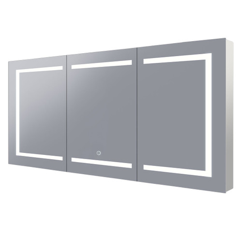 Vera LED Mirror Cabinet 1500mm 3 Double Sided Mirror Doors Silver Aluminium [255120]