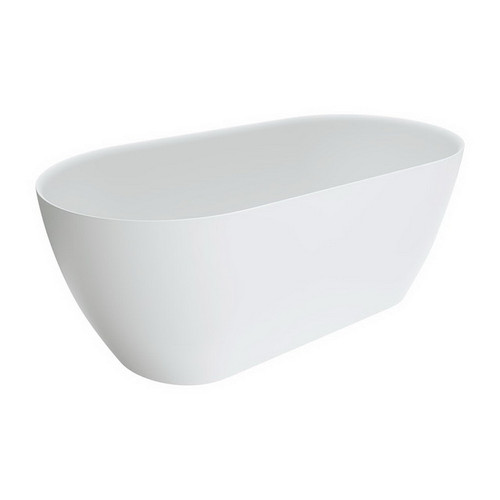 Kaya Freestanding Lightweight Bath 1500mm Matte White Slim Wall Resin Stone [202170]