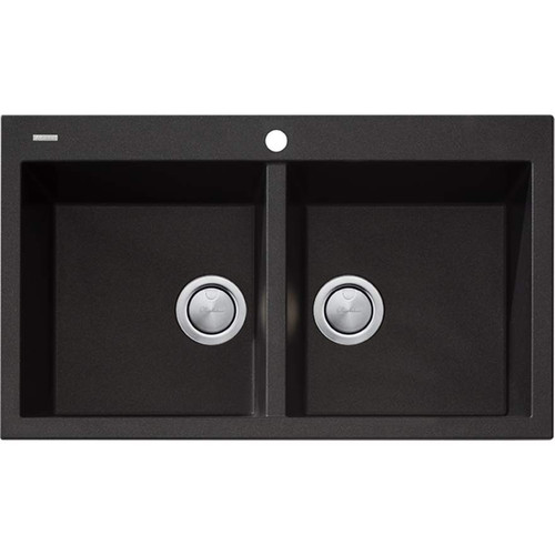 Santorini Double Bowl Topmount Sink Black 860mm x 510mm 1TH [137823]